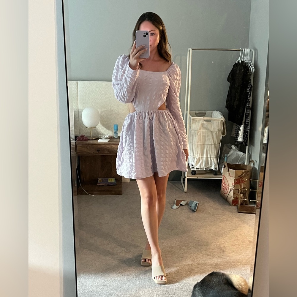 Missguided Crinkle Dress with Side Cut outs in Purple/Lilac